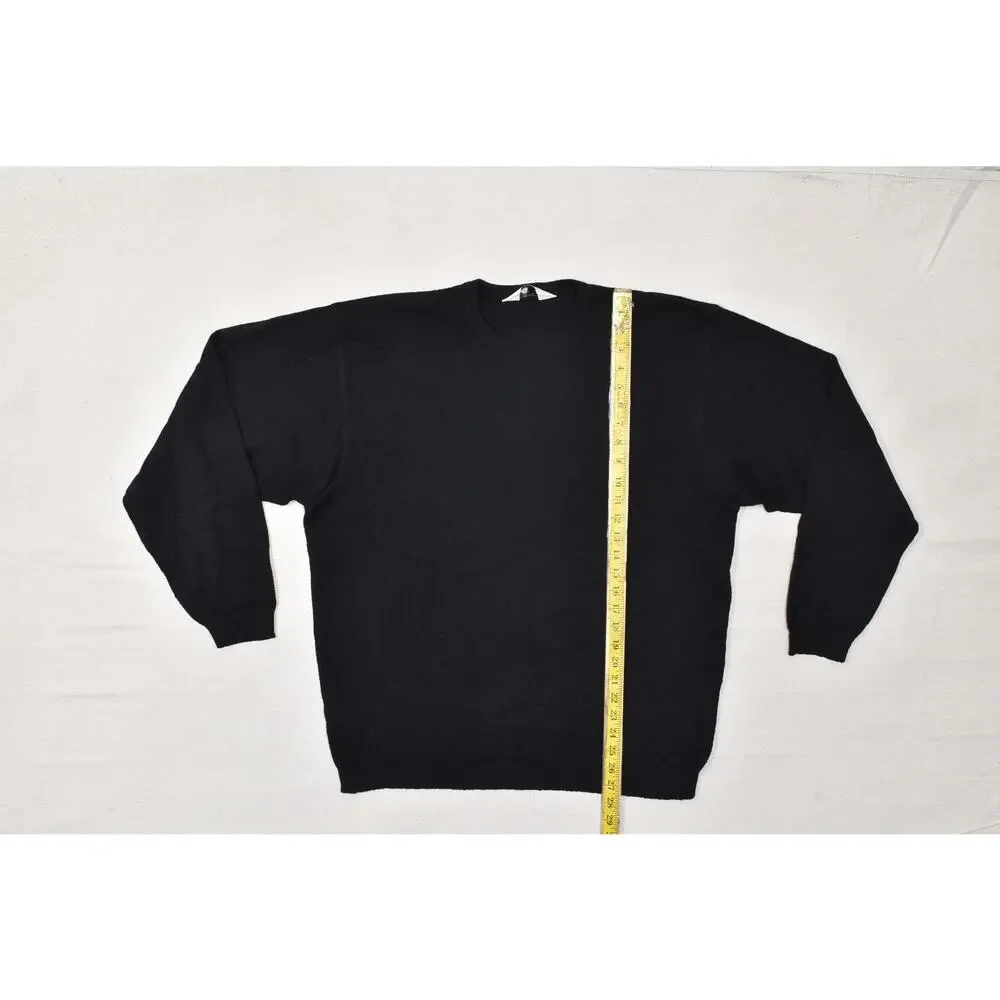 DALMINE Uomo Italy Black Pure New Wool Crewneck Sweater Men's Size L 52 - Picture 3 of 8